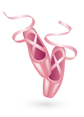 Ballettschuhe in rosa Satin mit Satinband © namosh