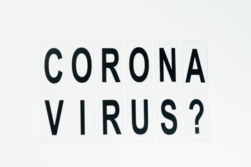 big black question corona virus on white background