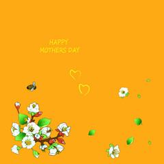 Happy mothers day card on orange background