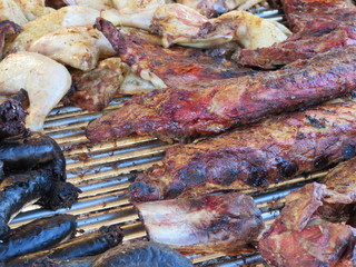Obraz na płótnie Canvas Beautiful picture of grilled meat of great flavor and delicious smell