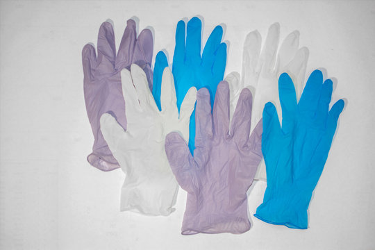 Medical Gloves Protection Rubber Silicone Nitrile Fingers White Blue Cyan Purple Lilac