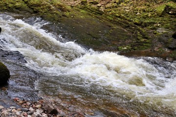 Water flowing over rocks