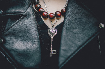 necklace with heart and key