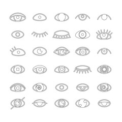 Eye icons set outline style.