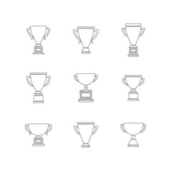 Trophy cup icons set
