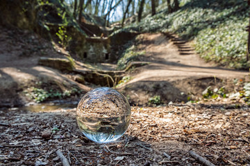 Gorge in Haluzice, Slovakia, scene with lens ball
