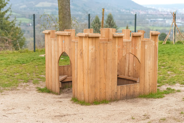 Knight's castle made of wood for the kindergarten