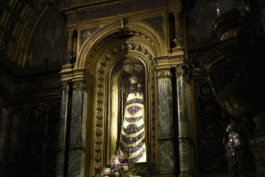 Statue of the Black Madonna of Loreto in Marche, Italy