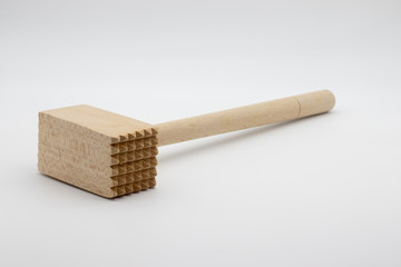 Wooden meat masher White background.