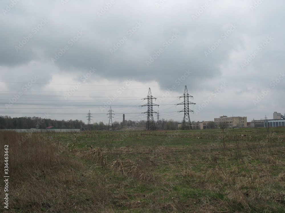 Wall mural high voltage power lines