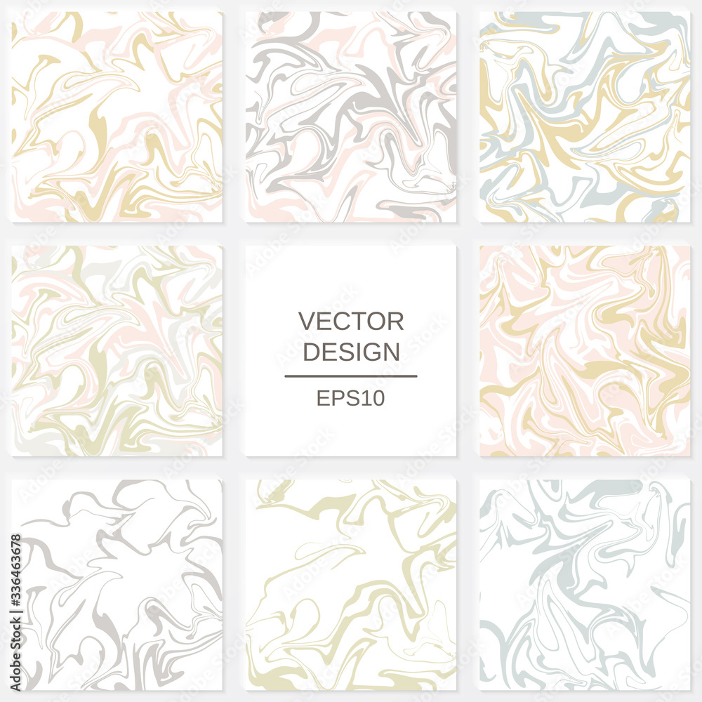 Aufkleber set of abstract backgrounds in marble style. elements for design of packaging or invitations.