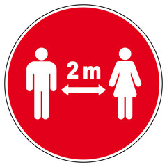 ibsn8 InformationBadgeSignNew ibsn - german symbol. - ds102 DiskretionSchild - Hinweis mit Text in deutsch: 2 M Abstand halten! - Bodenaufkleber - round sign. - xxl g9426