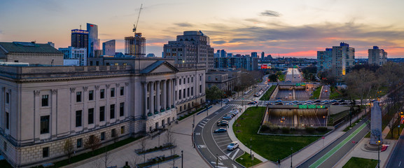 Amazing Sunset Drone Photo of Philly Skyline
