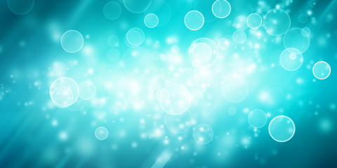 white bokeh blur background / Circle light on blue background / abstract light background