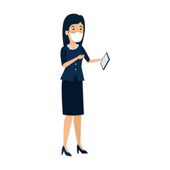 business woman with face mask isolated icon vector illustration design