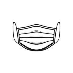 Disposable face mask icon on white back