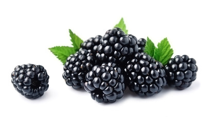 Blackberry fruits with leafs.