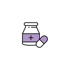 medicine bottle simple color line icon. vector design