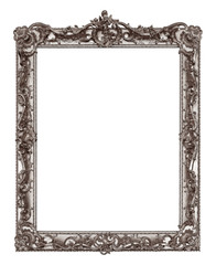 Silver frame for paintings, mirrors or photo isolated on white background
