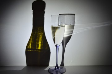champagne and bottle