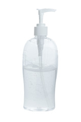 Coronavirus hand sanitizer gel to wash hands for flu virus prevention isolated on a white background, clipping path.