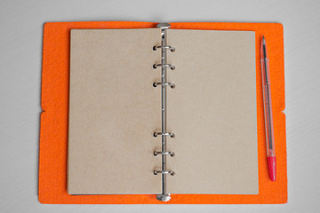 open notebook on white background