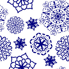Folk White and blue pattern