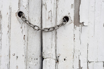 Chain locking old door