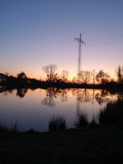 power lines at sunset