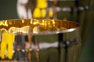 Championship cups of football players.