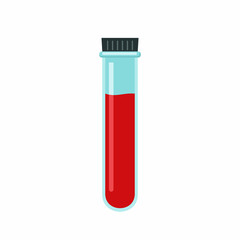 A flat-style test tube icon with a blood sample.