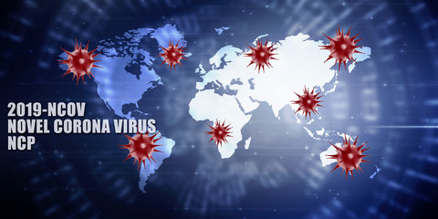 3d render Corona virus disease COVID-19. Microscopic view of a infectious virus