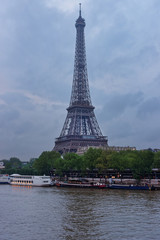 Fototapeta na wymiar Eiffel Tower and Seine River in Paris in France