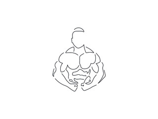 Bodybuilding isolated line drawing, vector illustration design. Sport collection.