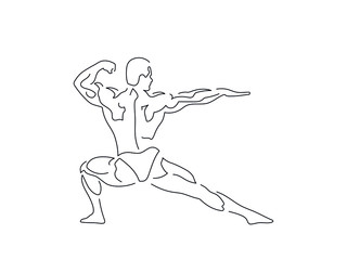 Bodybuilding isolated line drawing, vector illustration design. Sport collection.
