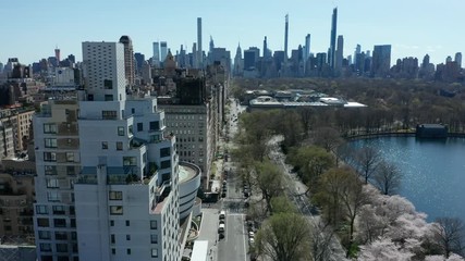 flying south over Fifth Ave. next to Central Park in NYC