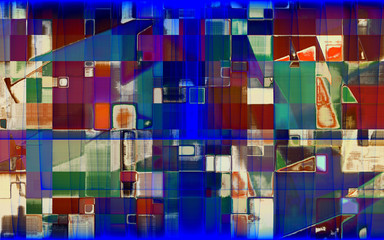 rendu numérique d'une composition géométrique abstraite rythmée par les couleurs et faisant parti d'une série