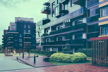 Obraz na płótnie Canvas European complex of apartment residential buildings