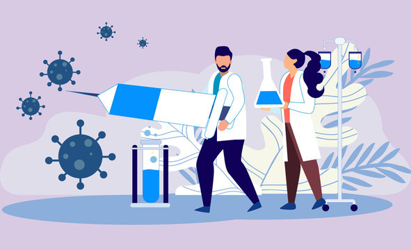 Medical workers to treat the virus illustration