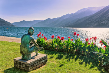 Woman sculpture at promenade in Ascona in Ticino in Switzerland