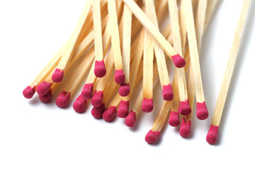 Matches close-up on a white background, copy space, isolate..