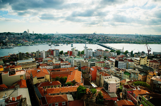 Landscape of Istanbul and the Bosphorus strait, Istanbul, Turkey