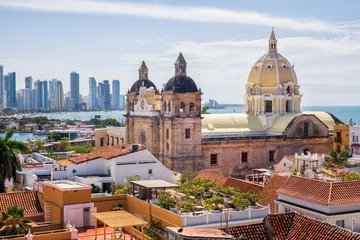 Fototapeten View of the St. Peter Claver church and the old town in Cartagena, Colombia © sonjanovak