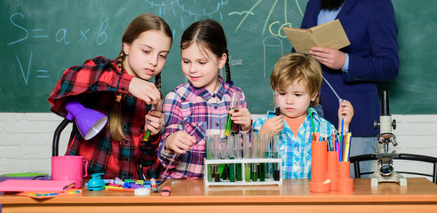 Teaching kids sharing important knowledge. With experience comes knowledge. Formal education. Chemistry classes. Group interaction and communication. Promote scientific interests. Practical knowledge