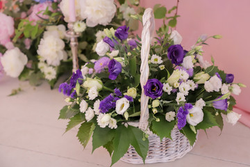 Elements of the wedding ceremony. Wedding decoration. Wedding table decoration with flowers