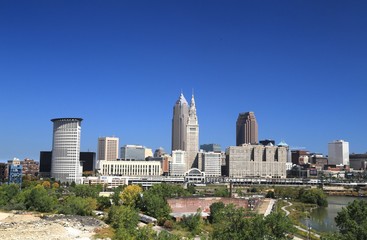 Fototapeta na wymiar Downtown Cleveland Ohio city skyline 
