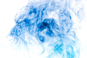 Blue smoke on white background