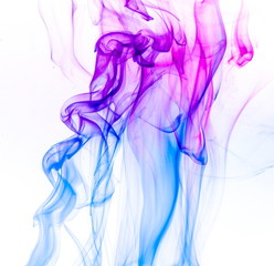 Colored smoke on white background