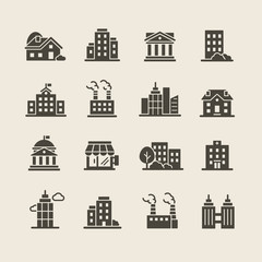 Fototapeta premium Architecture city vector icon set