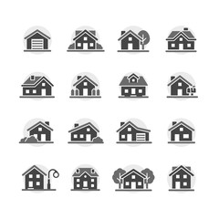 house and city icon set